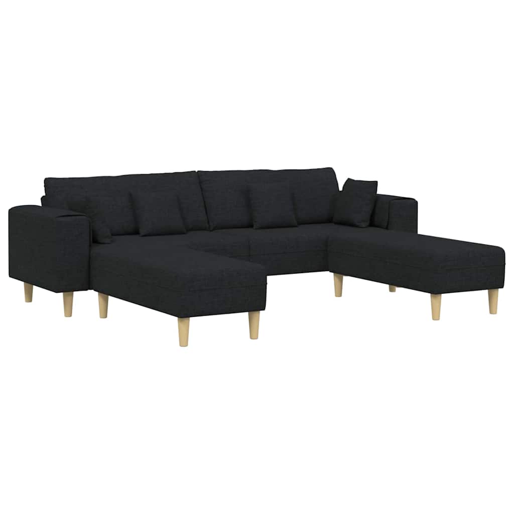 Fabric Sofa with Cushion Black 208 cm Fabric