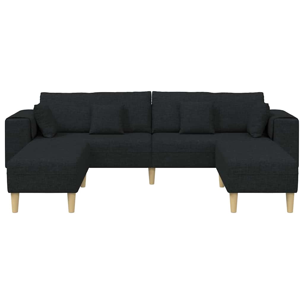 Fabric Sofa with Cushion Black 208 cm Fabric