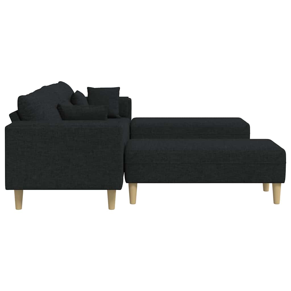 Fabric Sofa with Cushion Black 208 cm Fabric