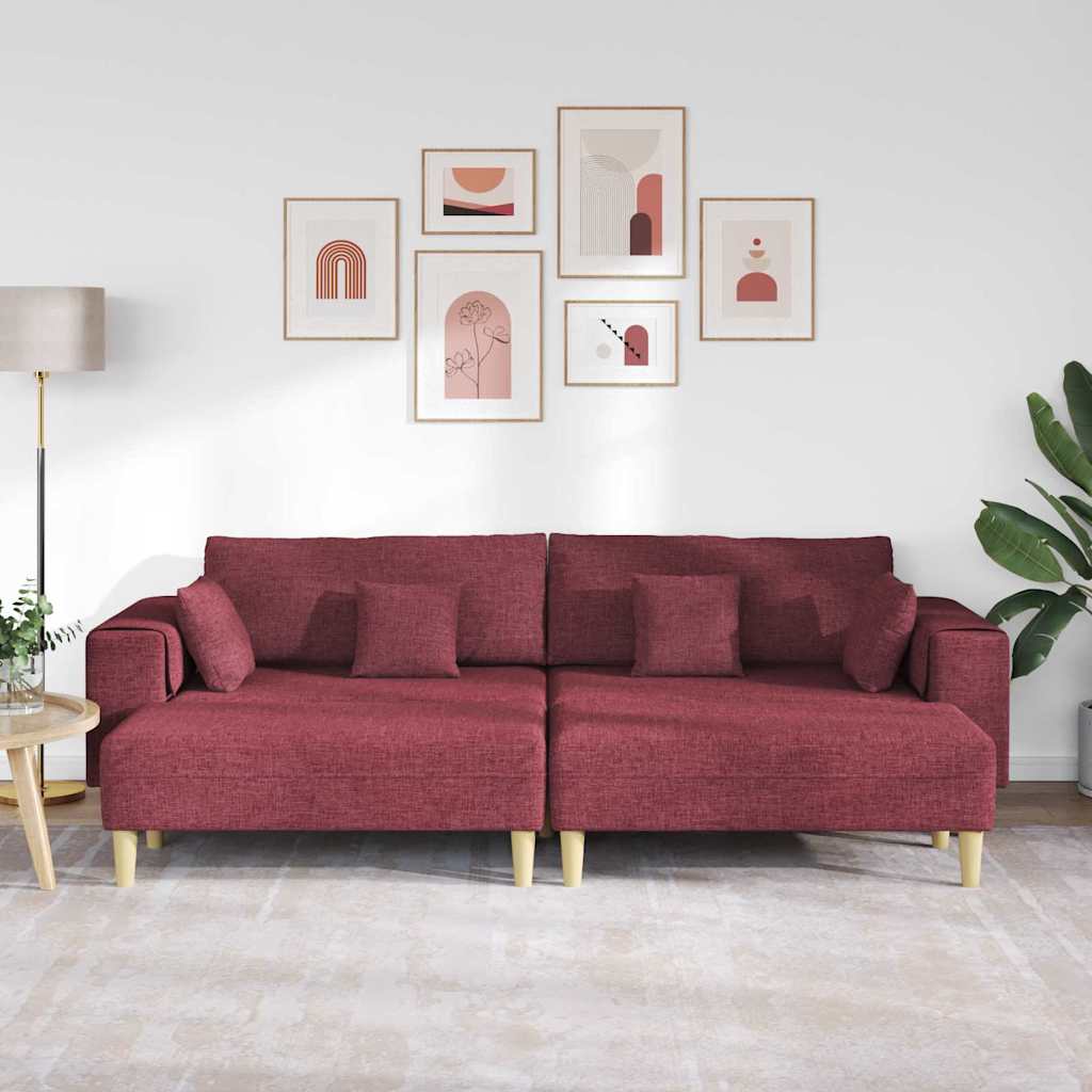 Fabric Sofa with Cushion Wine Red 208 cm Fabric