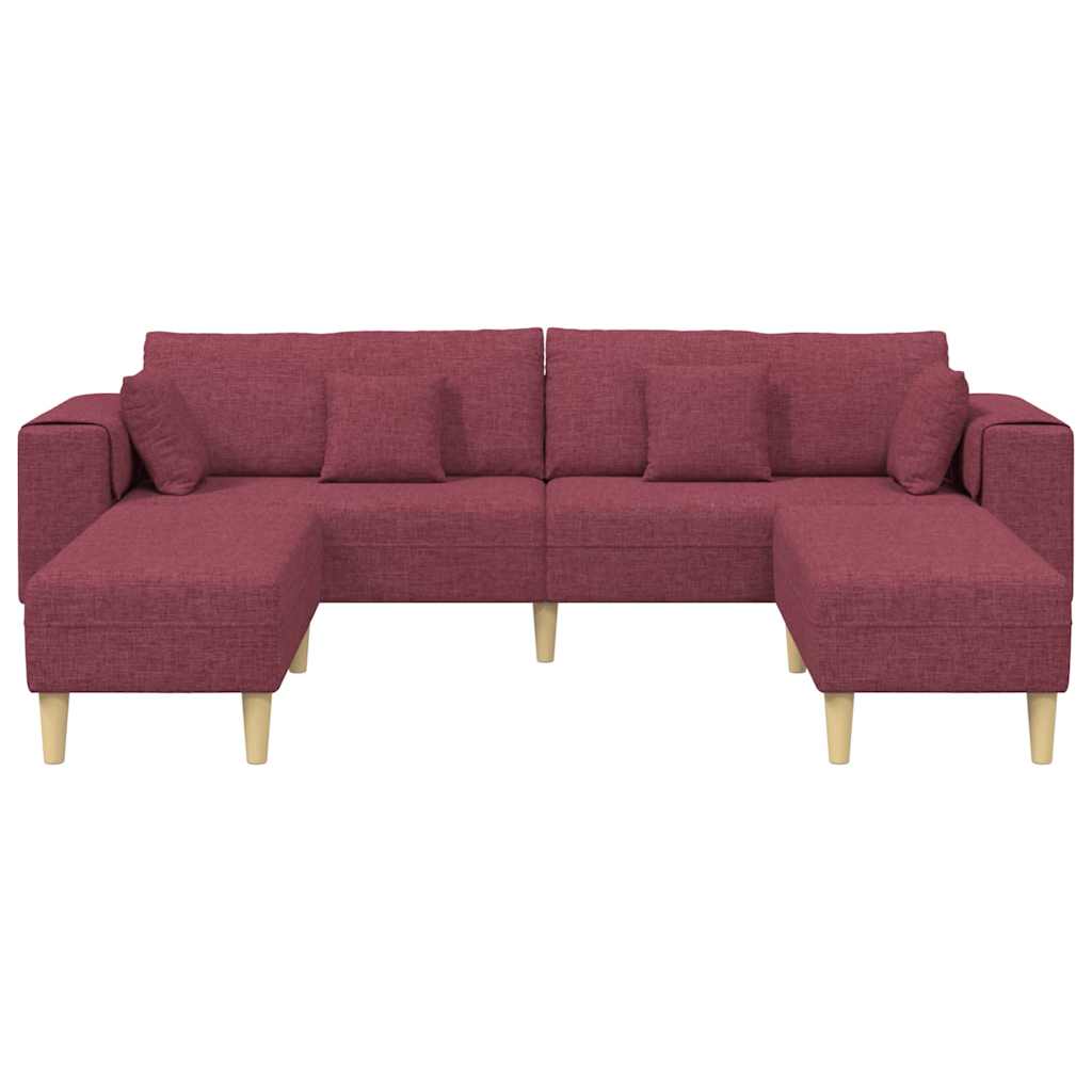 Fabric Sofa with Cushion Wine Red 208 cm Fabric