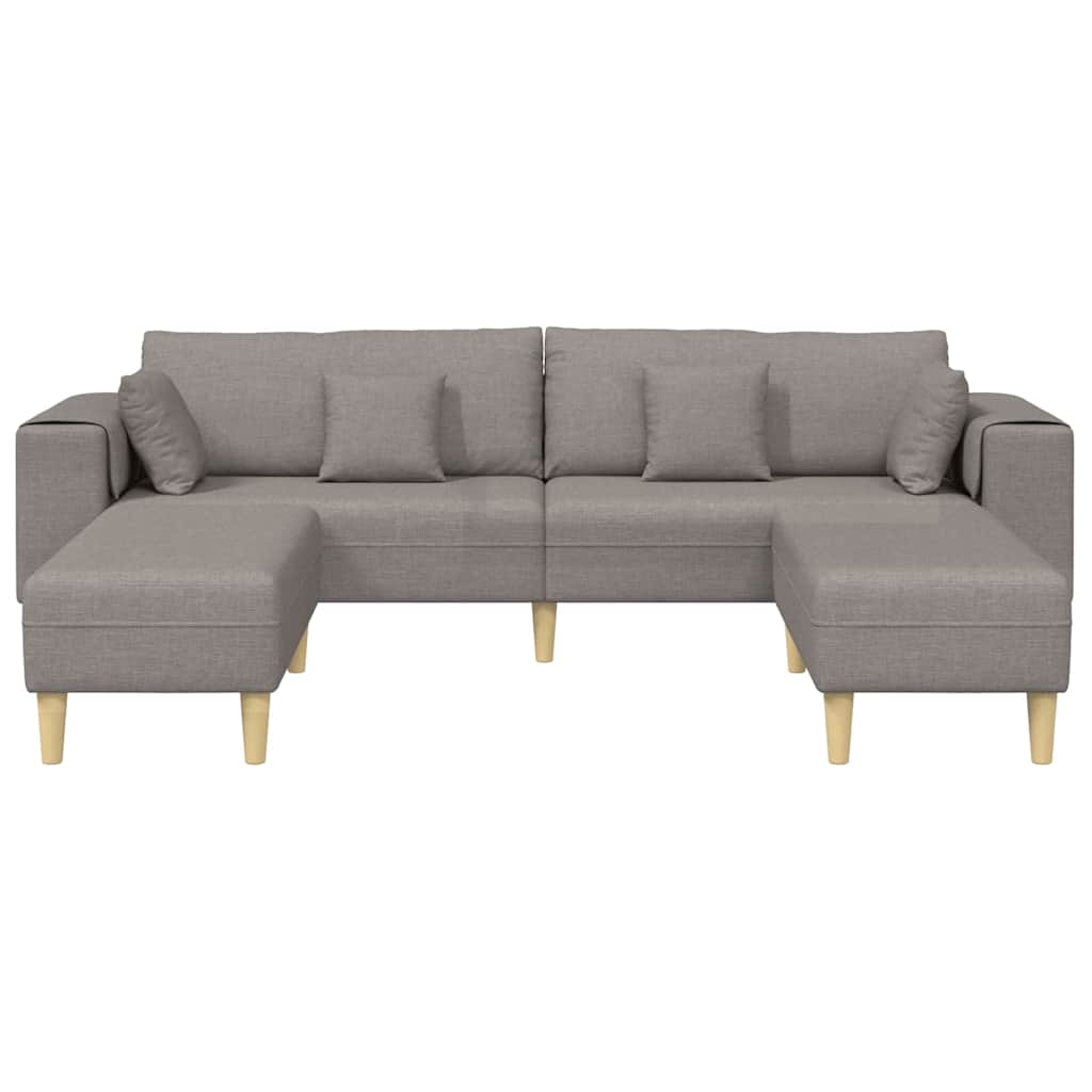 Fabric Sofa with Cushion Taupe 208 cm Fabric