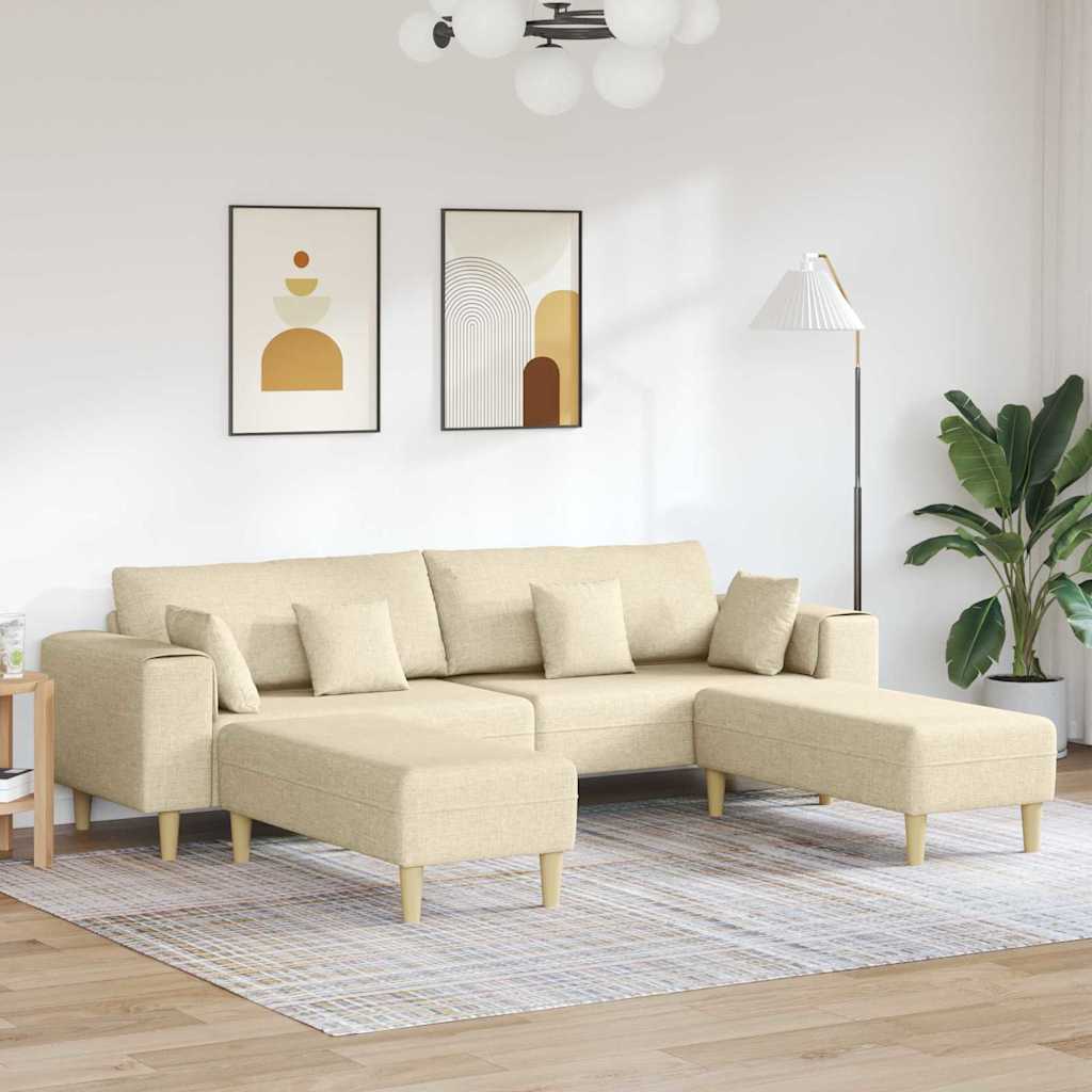 Fabric Sofa with Cushion Cream 208 cm Fabric