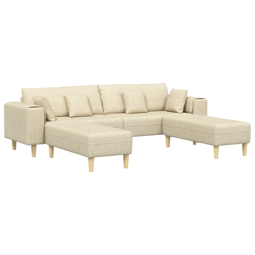 Fabric Sofa with Cushion Cream 208 cm Fabric