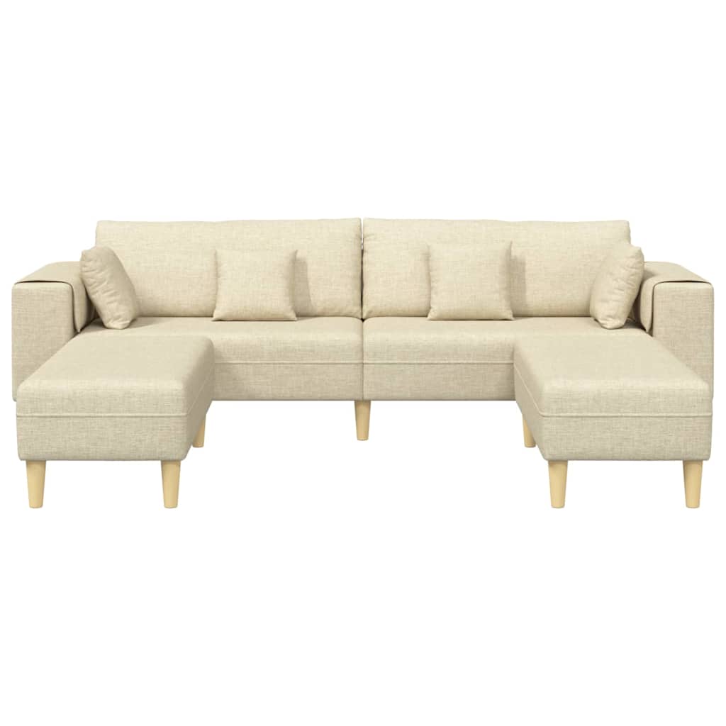 Fabric Sofa with Cushion Cream 208 cm Fabric