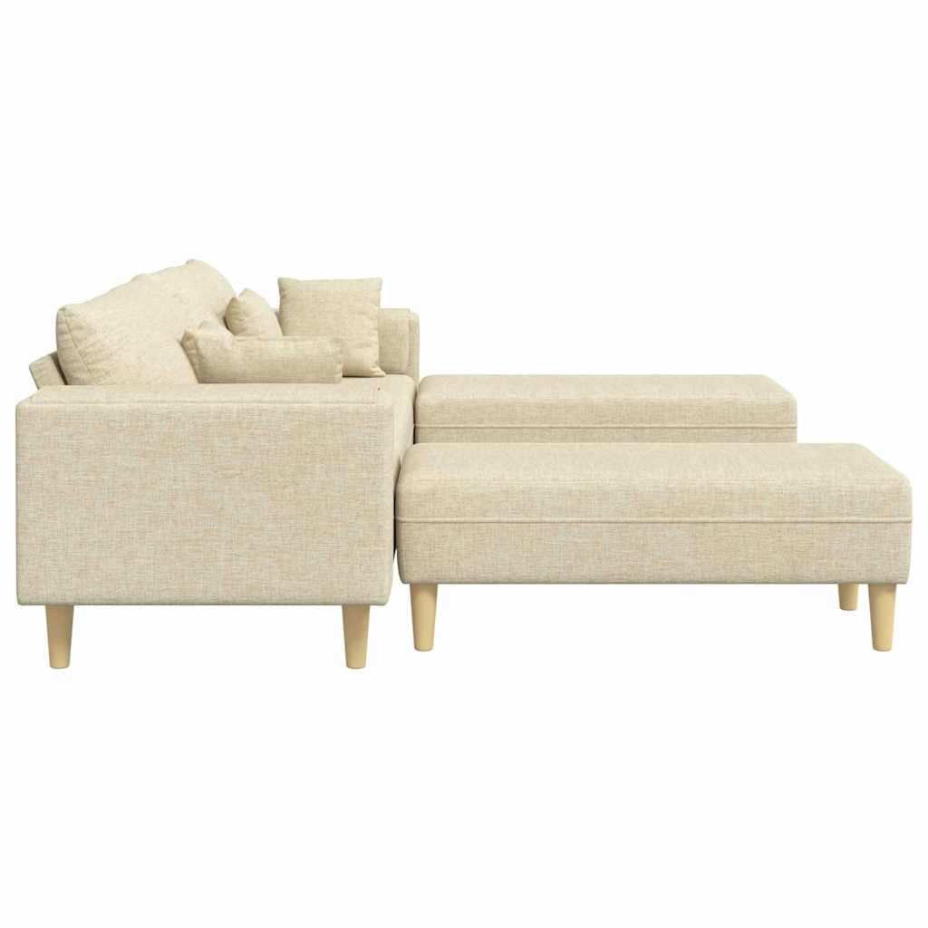 Fabric Sofa with Cushion Cream 208 cm Fabric