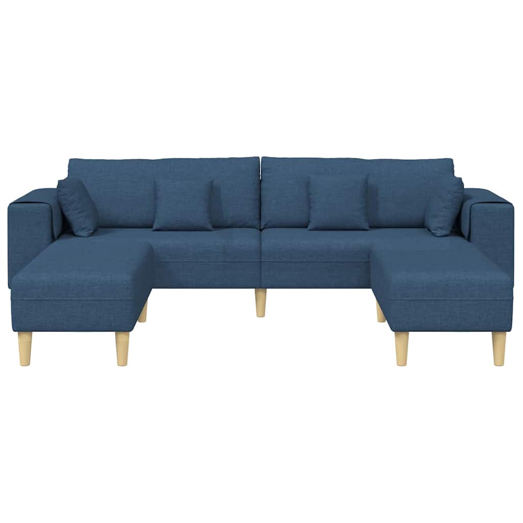 Fabric Sofa with Cushion Blue 208 cm Fabric