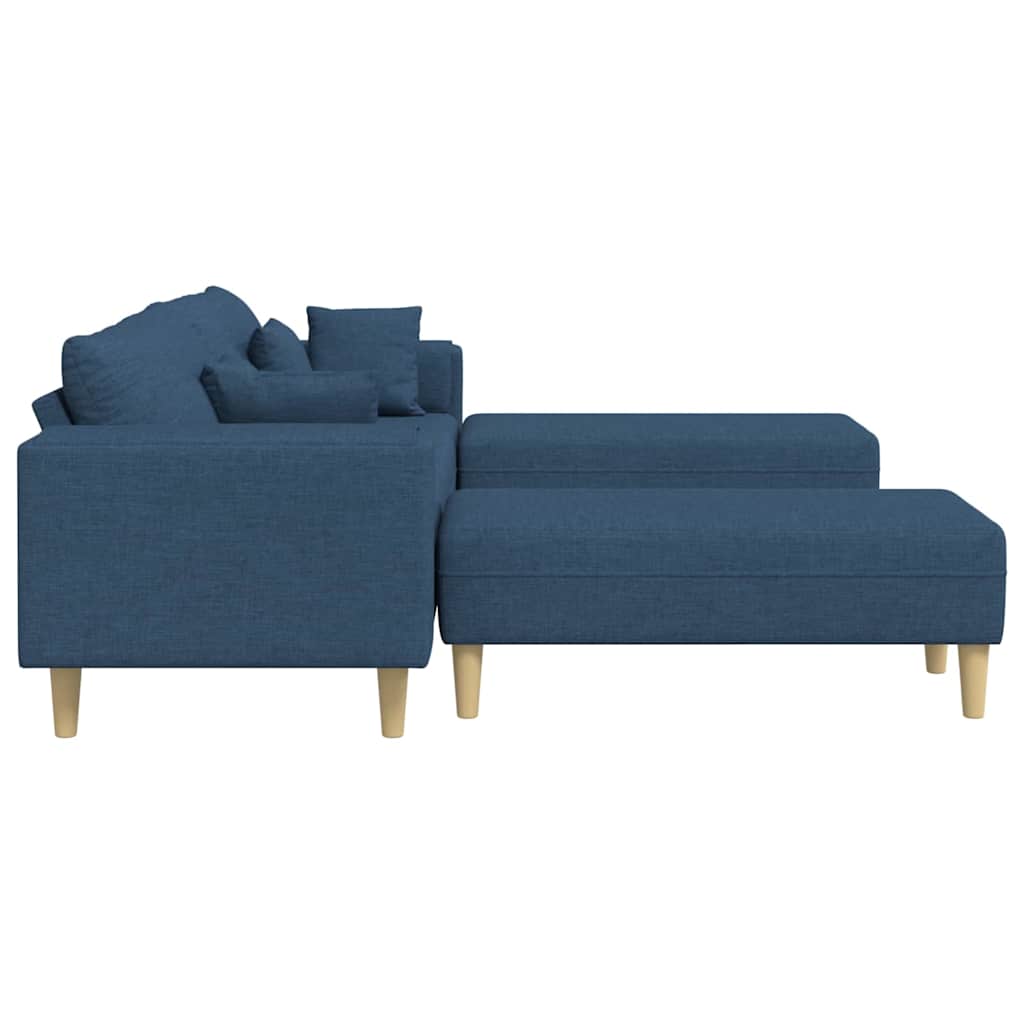 Fabric Sofa with Cushion Blue 208 cm Fabric