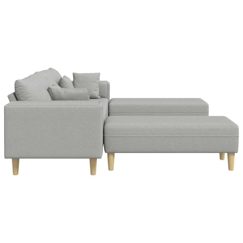 Fabric Sofa with Cushion Cloud Grey 208 cm Fabric