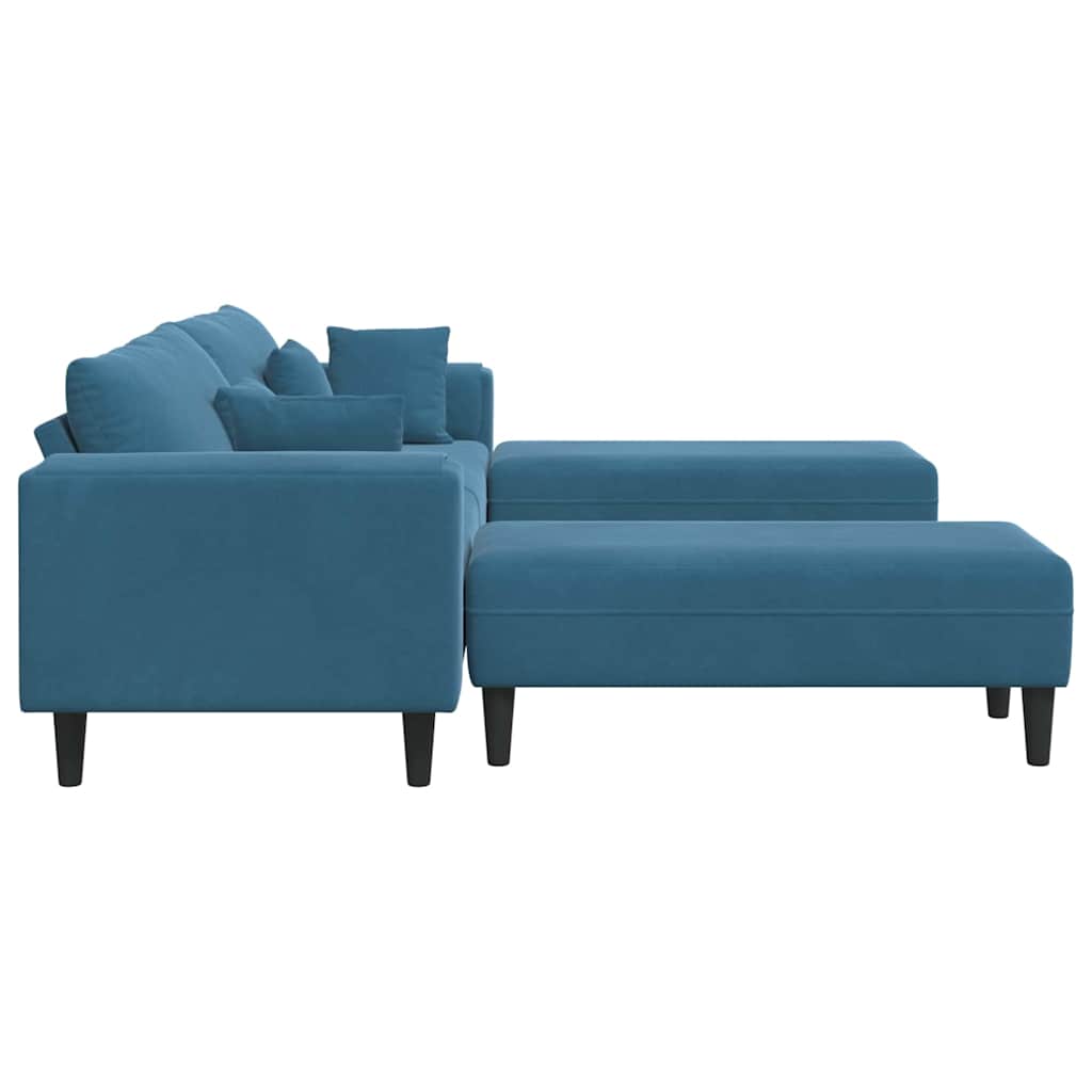 Velvet Sofa with Cushion 3 pcs Blue 208 cm Velvet