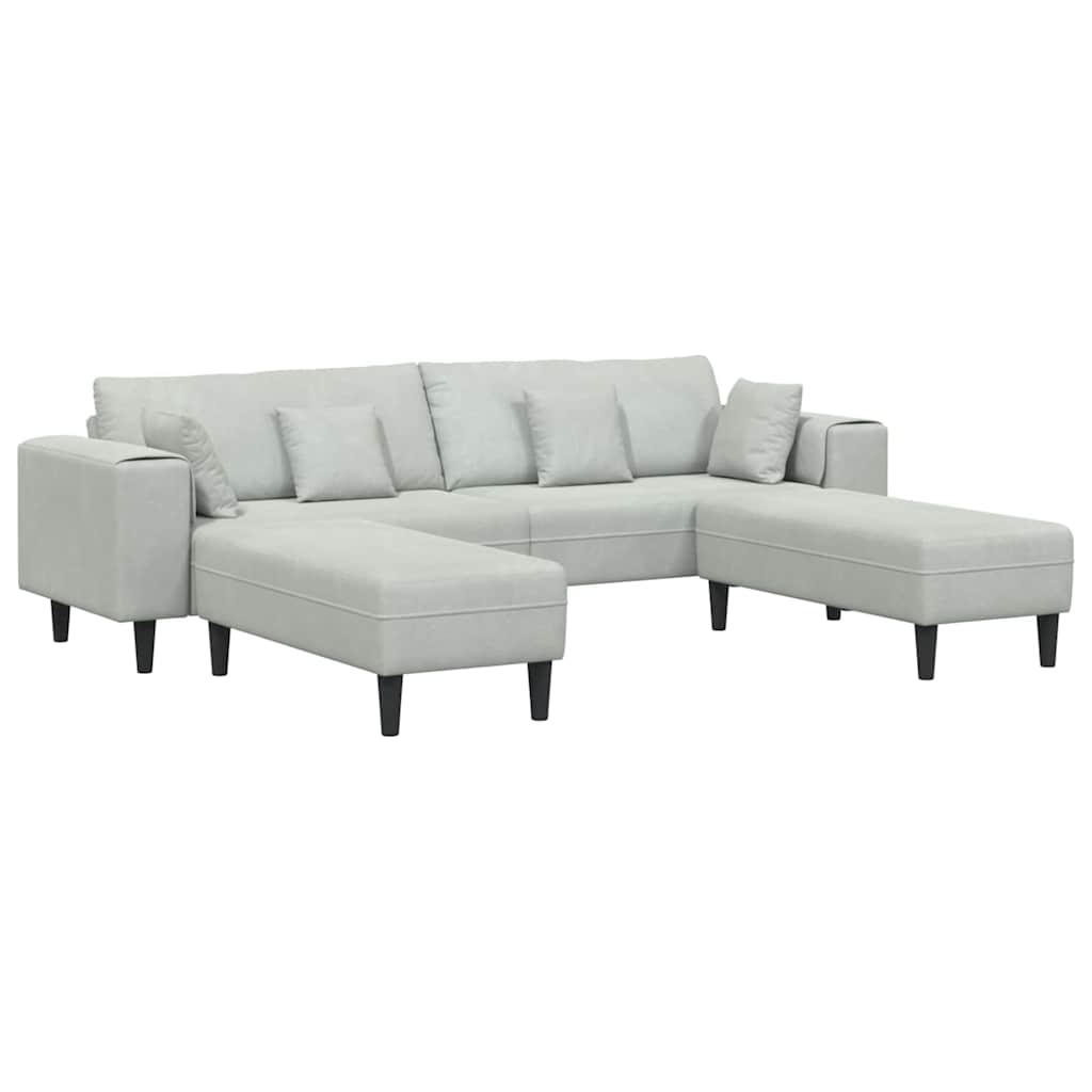 Velvet Sofa with Cushion 3 pcs Light Grey 208 cm Velvet