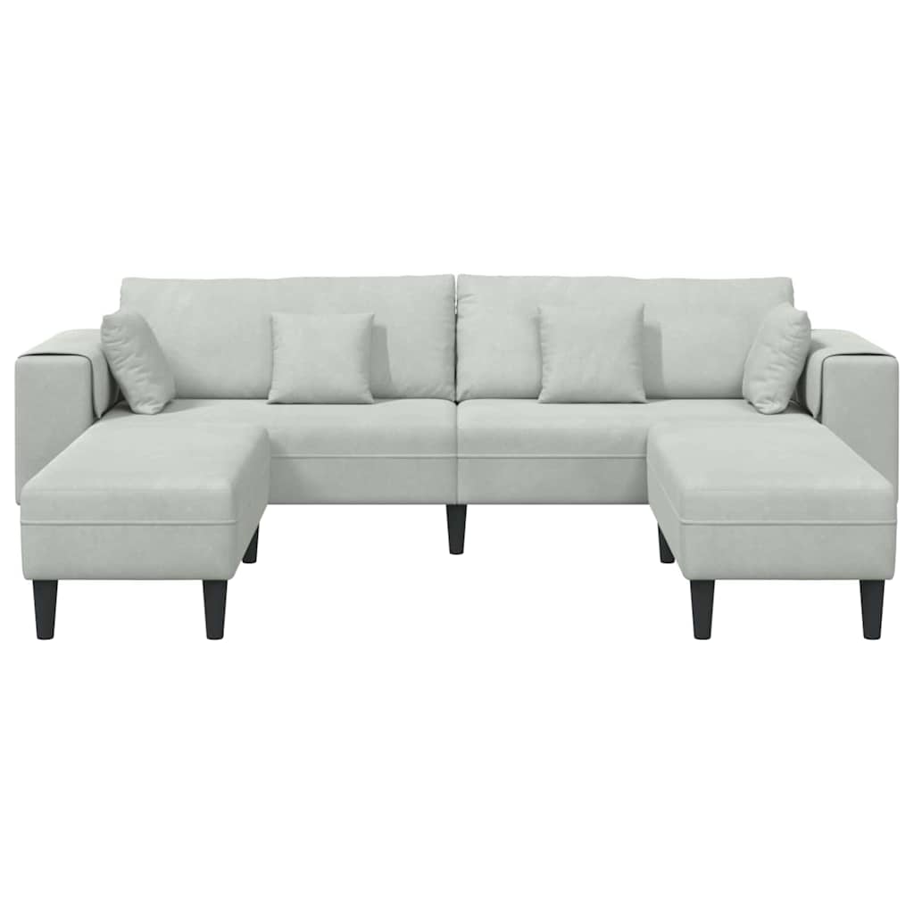 Velvet Sofa with Cushion 3 pcs Light Grey 208 cm Velvet