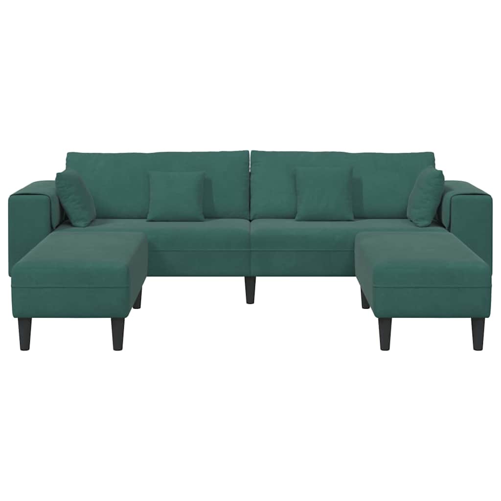 Velvet Sofa with Cushion 3 pcs Dark Green 208 cm Velvet