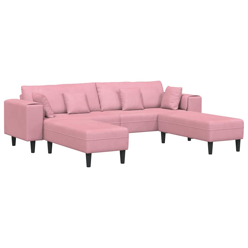 Velvet Sofa with Cushion 3 pcs Pink 208 cm Velvet