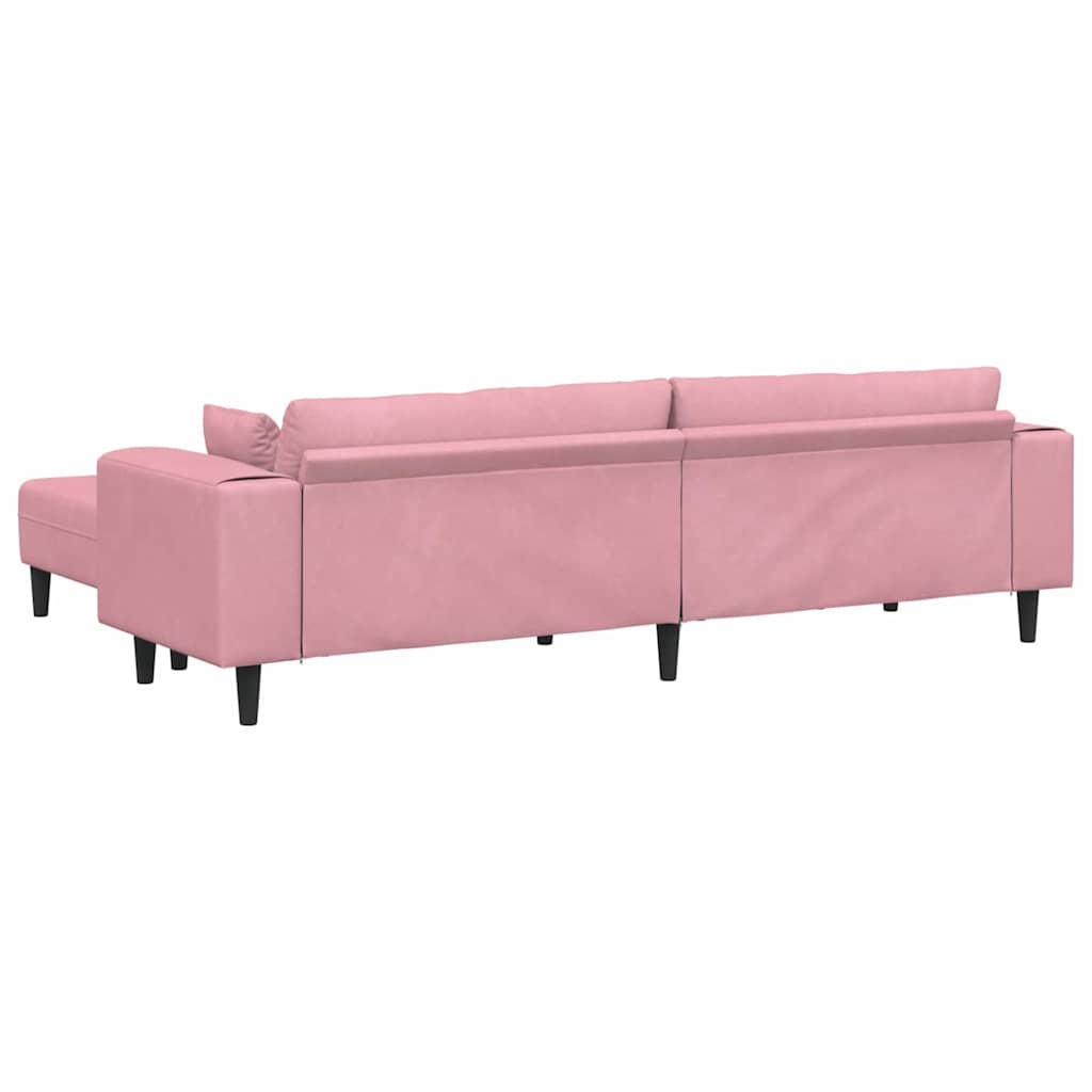 Velvet Sofa with Cushion 3 pcs Pink 208 cm Velvet