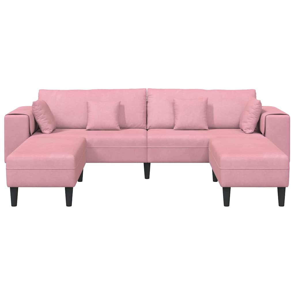 Velvet Sofa with Cushion 3 pcs Pink 208 cm Velvet