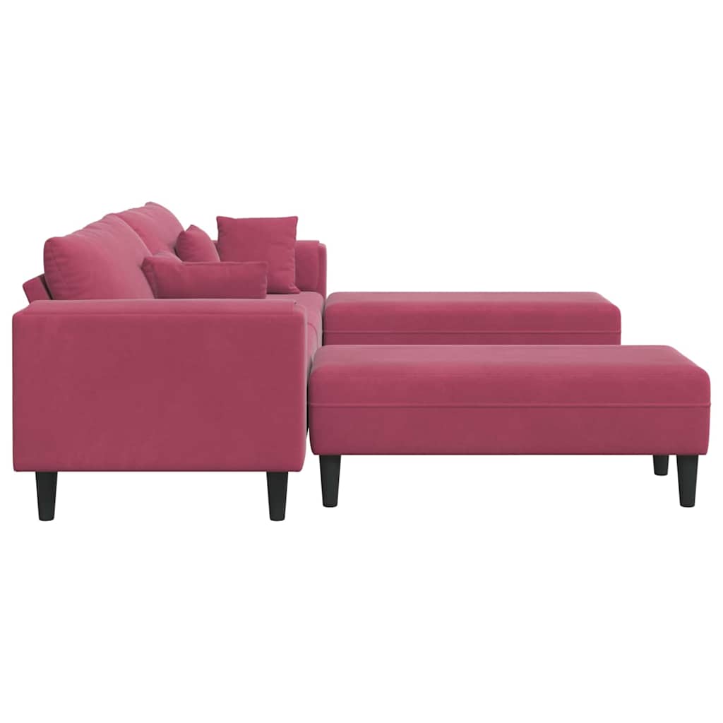 Velvet Sofa with Cushion 3 pcs Wine Red 208 cm Velvet