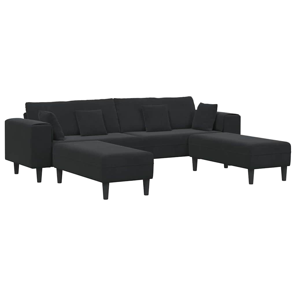 Velvet Sofa with Cushion 3 pcs Black 208 cm Velvet