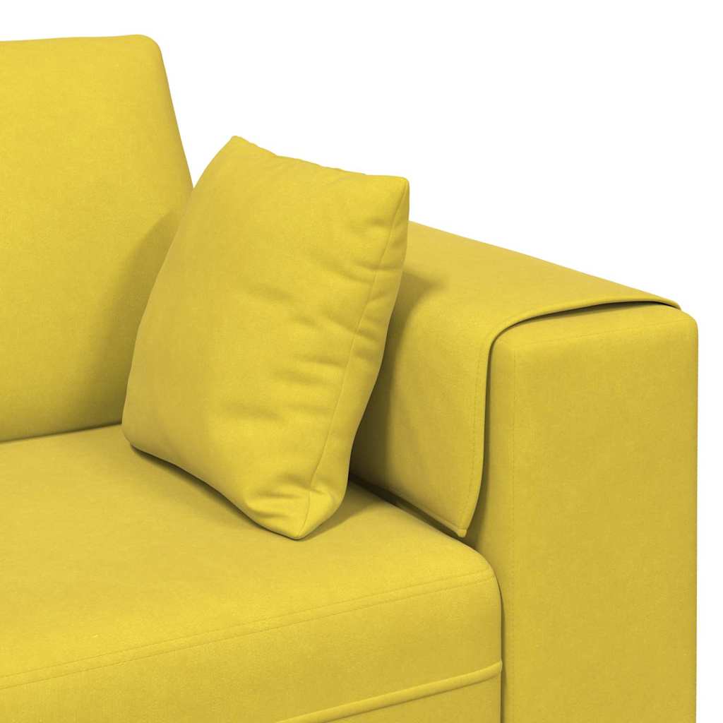 Velvet Sofa with Cushion 3 pcs Yellow 208 cm Velvet