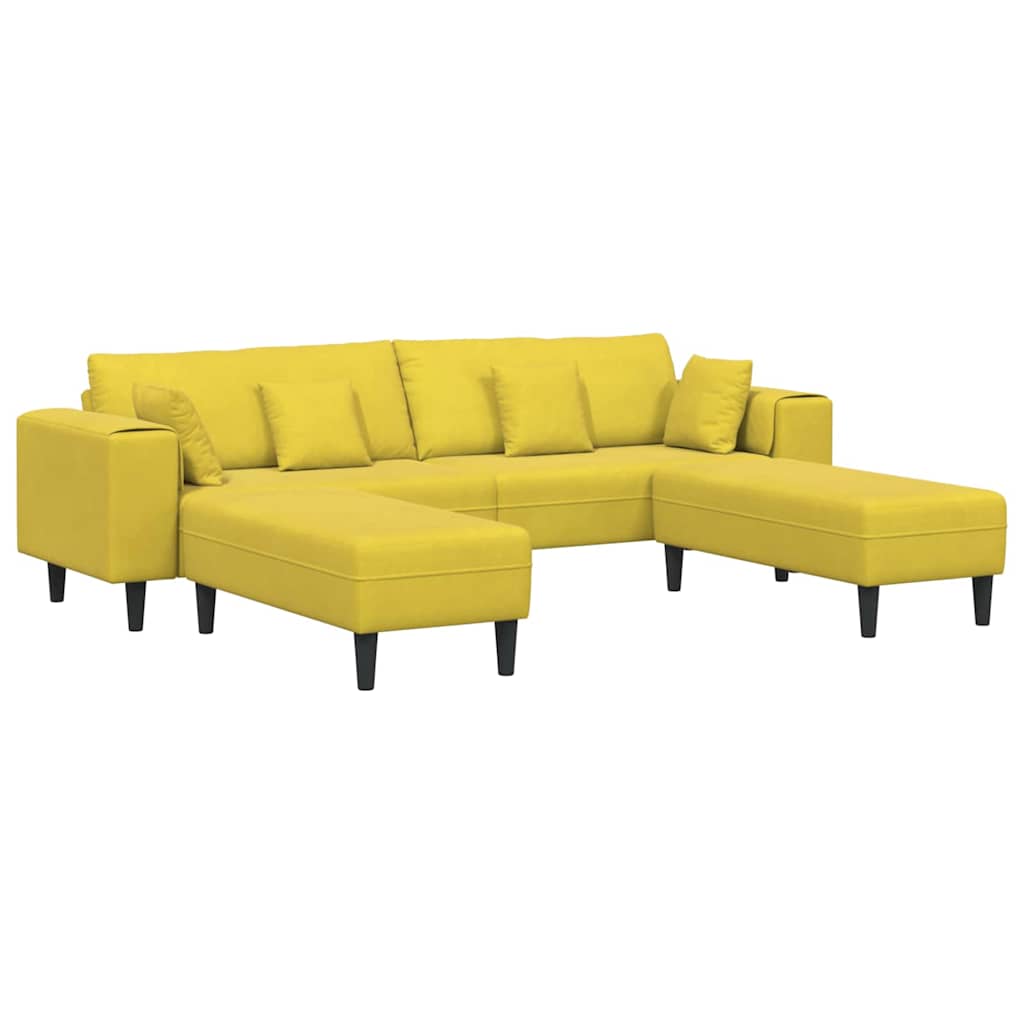 Velvet Sofa with Cushion 3 pcs Yellow 208 cm Velvet