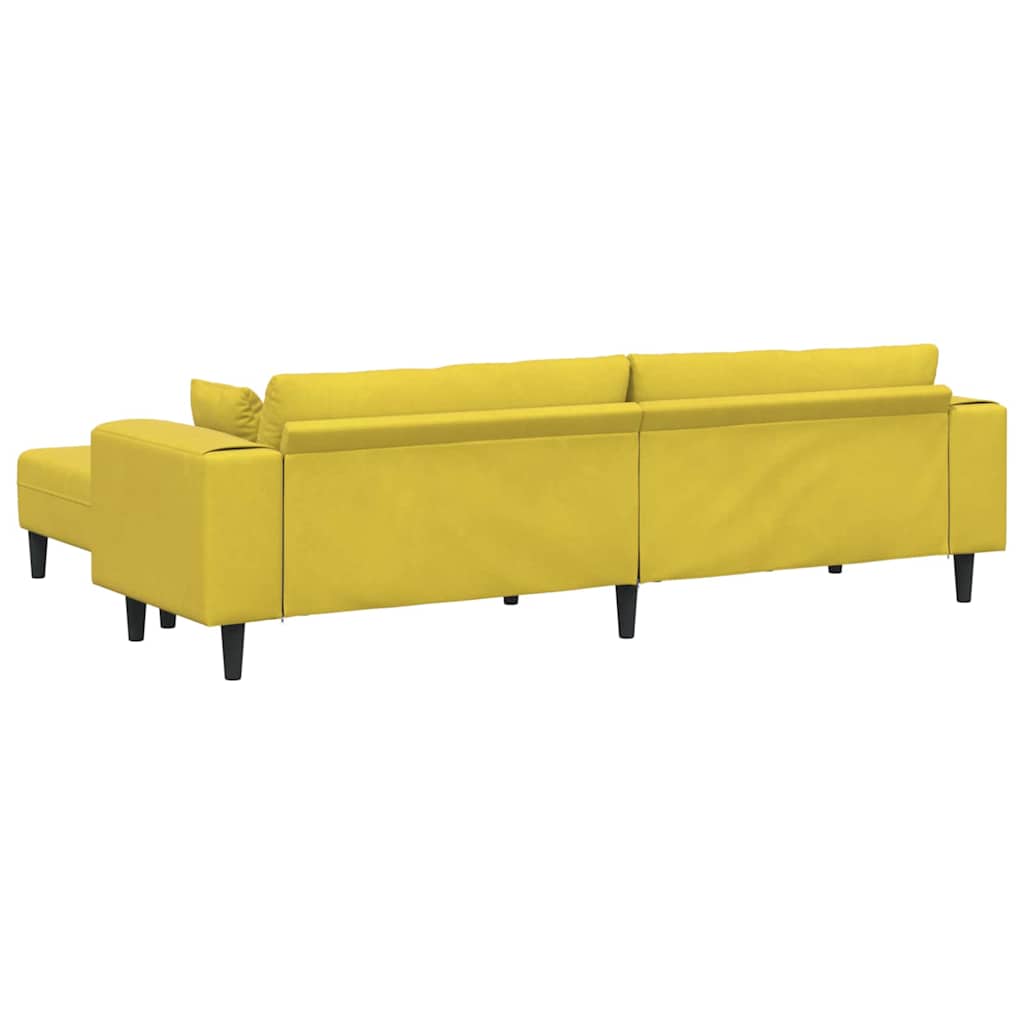 Velvet Sofa with Cushion 3 pcs Yellow 208 cm Velvet