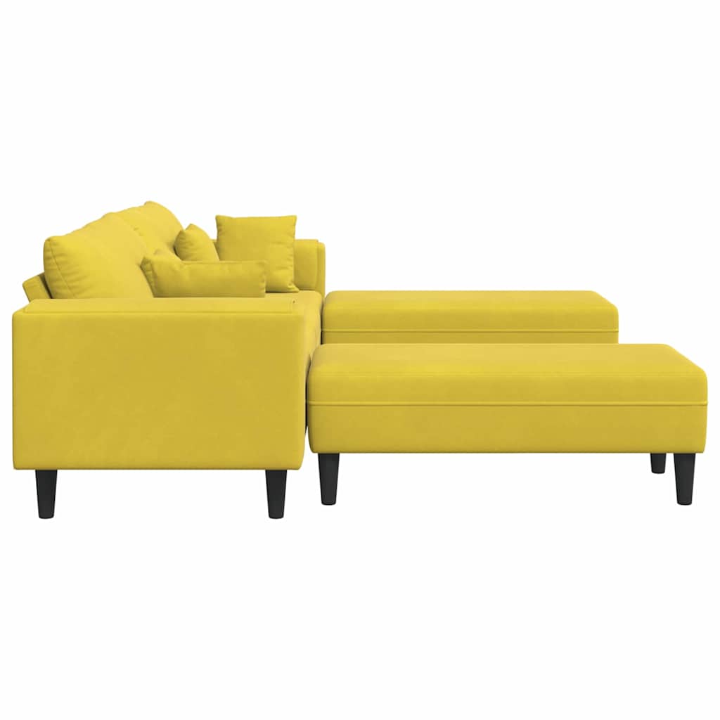 Velvet Sofa with Cushion 3 pcs Yellow 208 cm Velvet