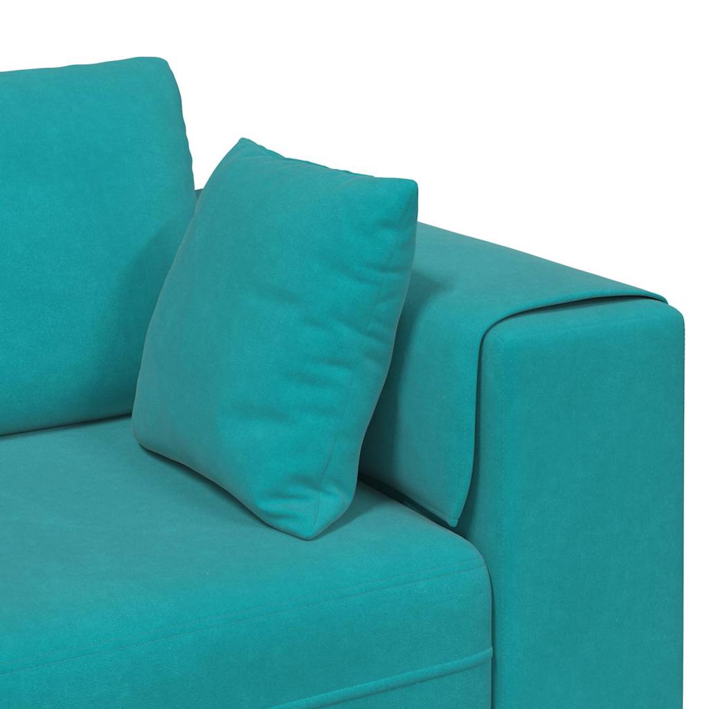 Velvet Sofa with Cushion 3 pcs Turquoise 208 cm Velvet