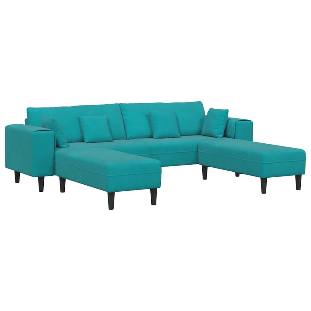 Velvet Sofa with Cushion 3 pcs Turquoise 208 cm Velvet