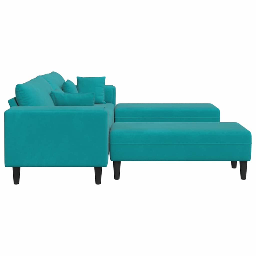 Velvet Sofa with Cushion 3 pcs Turquoise 208 cm Velvet