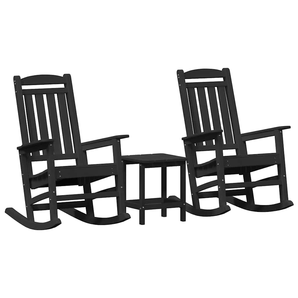 Garden Rocking Chair 3 pcs Black 38 x 38 x 46cm Plastic