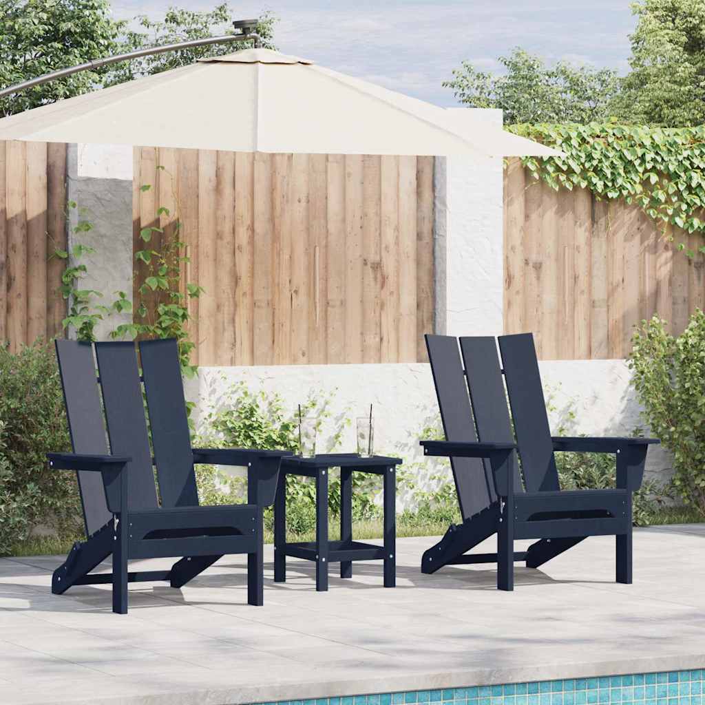 Garden Lounge Furniture 3 pcs Navy 38 x 38 x 46cm Plastic