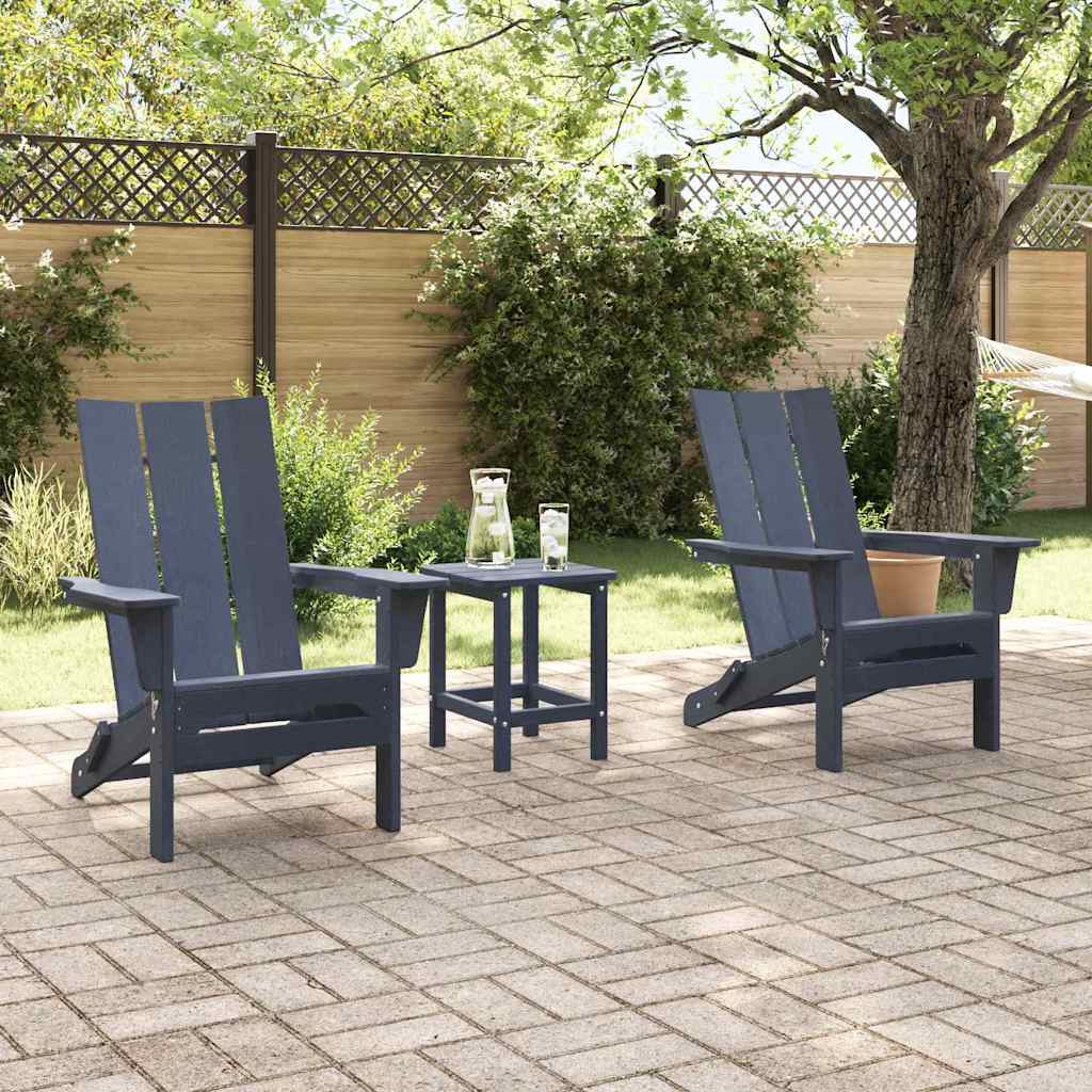 Garden Lounge Furniture 3 pcs Navy 38 x 38 x 46cm Plastic
