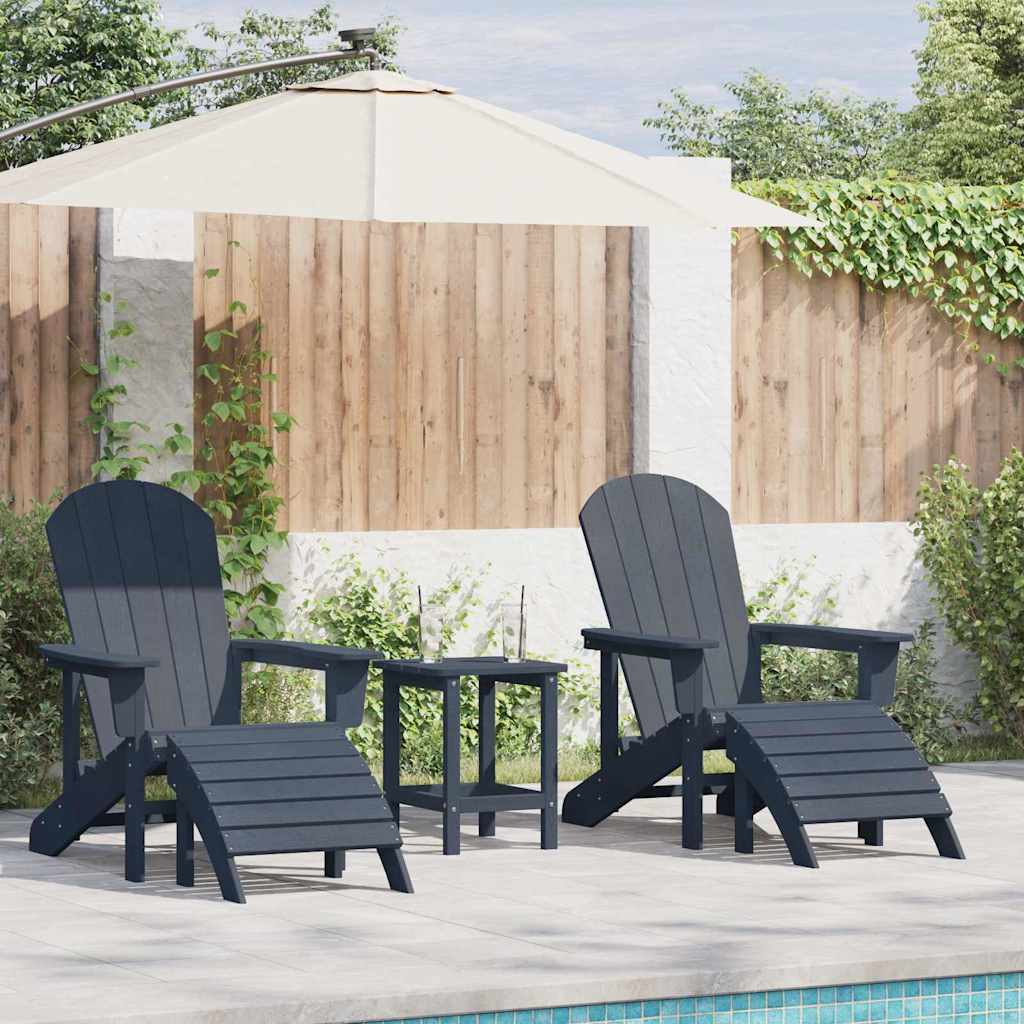 Garden Lounge Furniture 3 pcs Navy 38 x 38 x 46cm Plastic