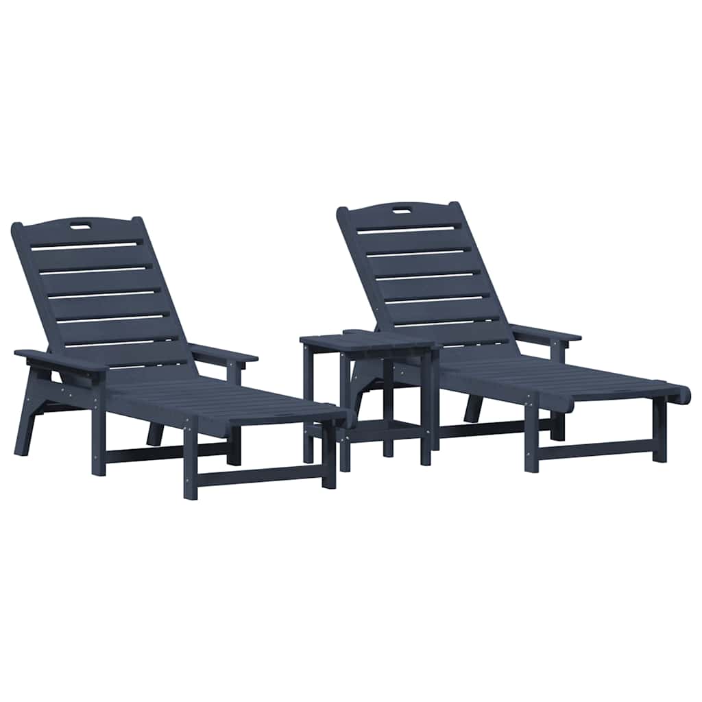 Garden Lounge Furniture 3 pcs Navy 38 x 38 x 46cm Polyethylene