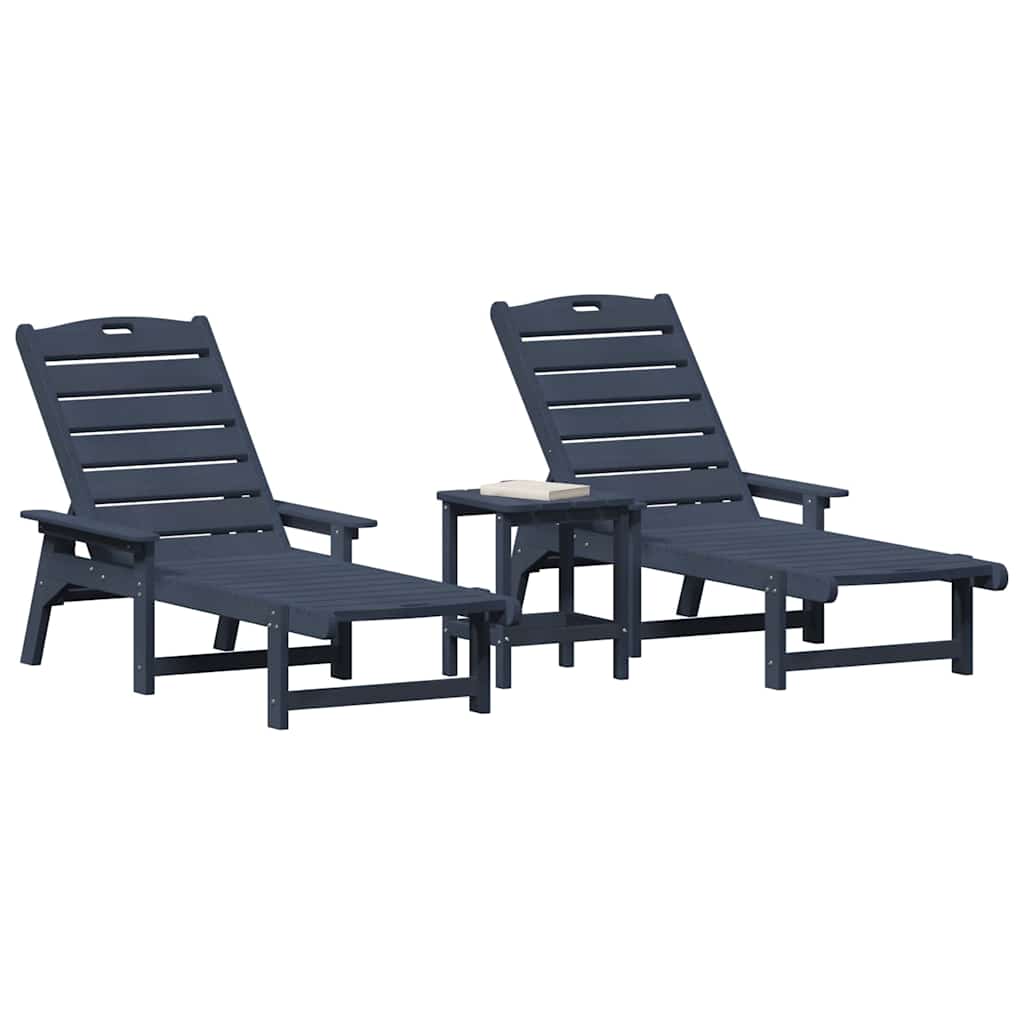 Garden Lounge Furniture 3 pcs Navy 38 x 38 x 46cm Polyethylene