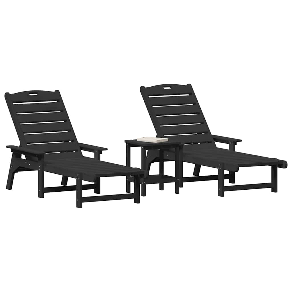 Garden Lounge Furniture 3 pcs Black 38 x 38 x 46cm Polyethylene