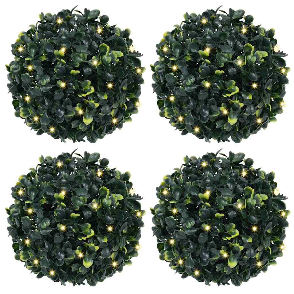 Artificial Boxwood Balls with LED Lights 4 pcs Green 12 cm