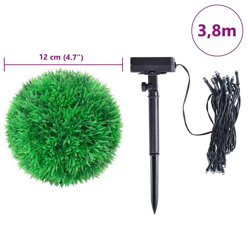 Artificial Boxwood Balls with LED Lights 4 pcs Green 12 cm