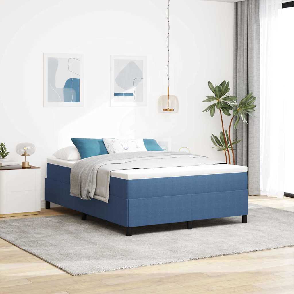 Bed Frame Blue 140 x 190 cm Corduroy fabric