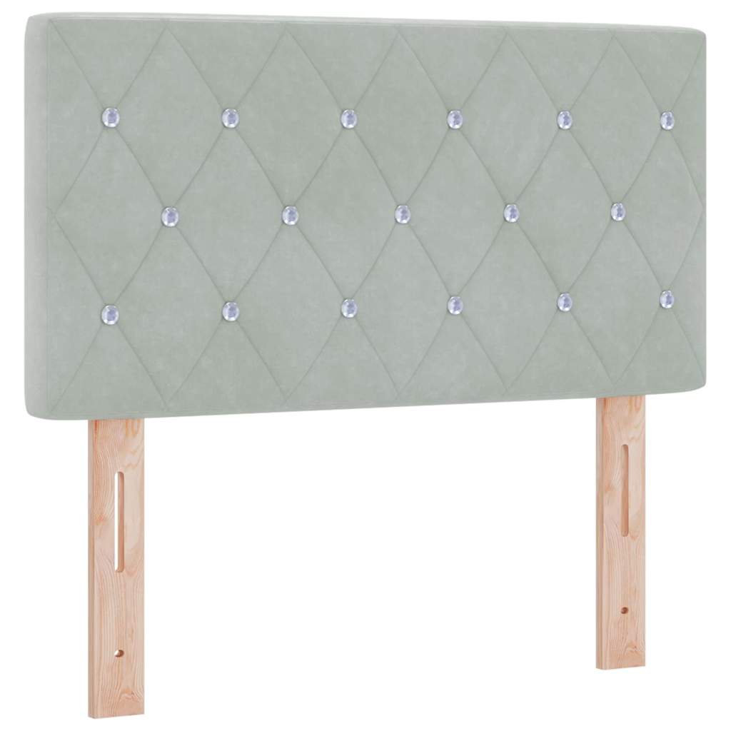 Velvet Headboard Argyle with Headboard Light grey 80 cm Velvet