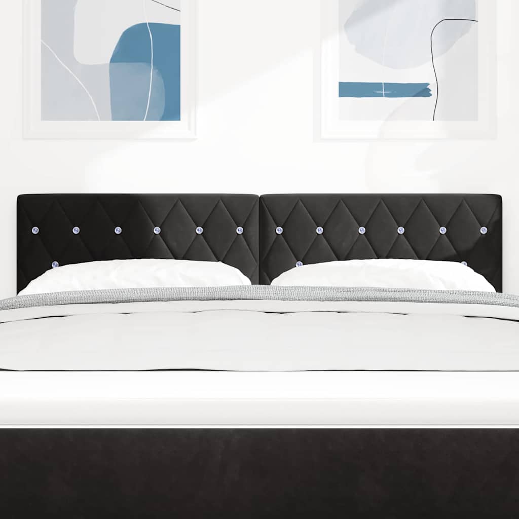 Velvet Headboard Argyle with Headboard Black 140 cm Velvet