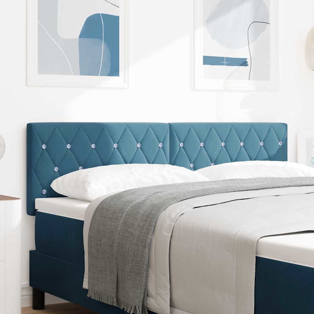 Velvet Headboard Argyle with Headboard Dark blue 160 cm Velvet