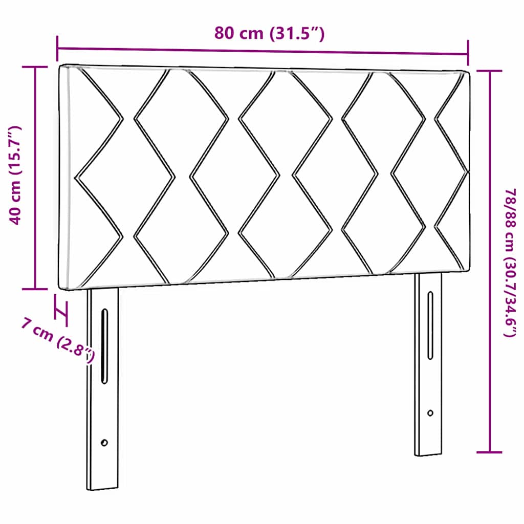 Fabric Headboard Geometric Light grey 80 cm Fabric