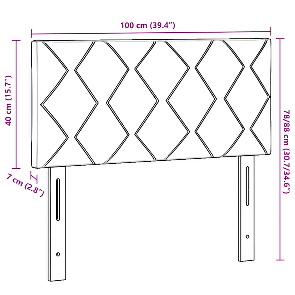 Fabric Headboard Geometric Light grey 100 cm Fabric