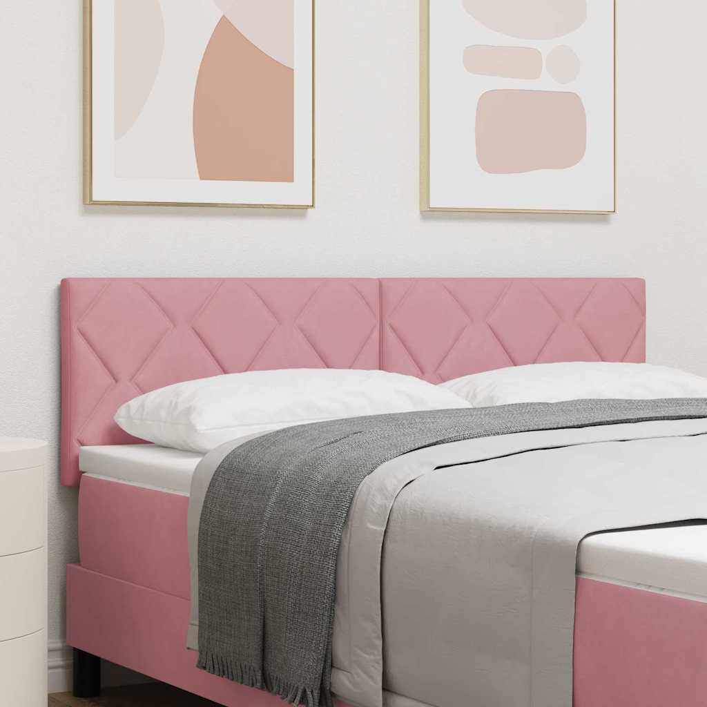 Headboard Wall-mounted Geometric Manual Pink 160 cm Velvet
