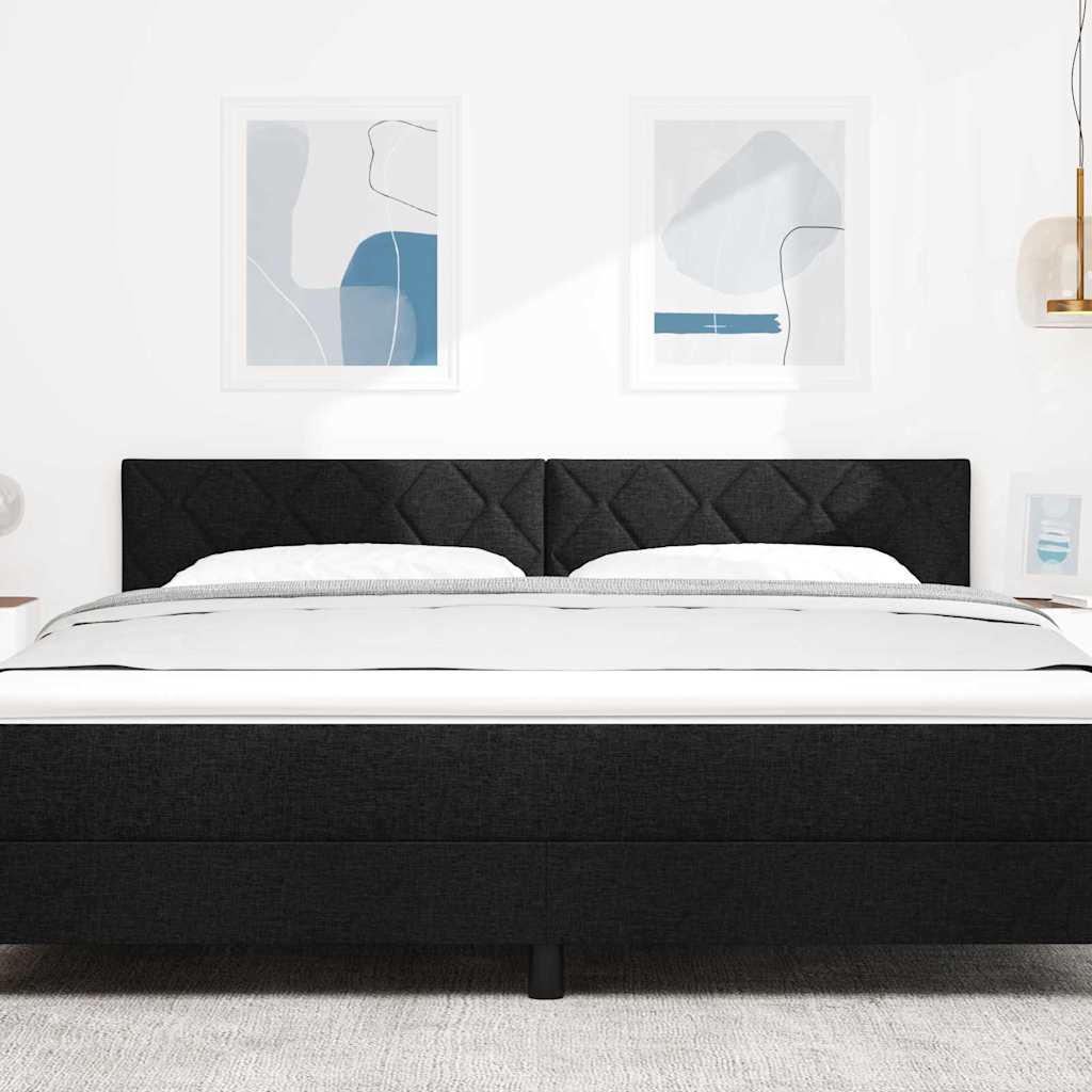 Fabric Headboard Geometric with Headboard Black 180 cm Fabric