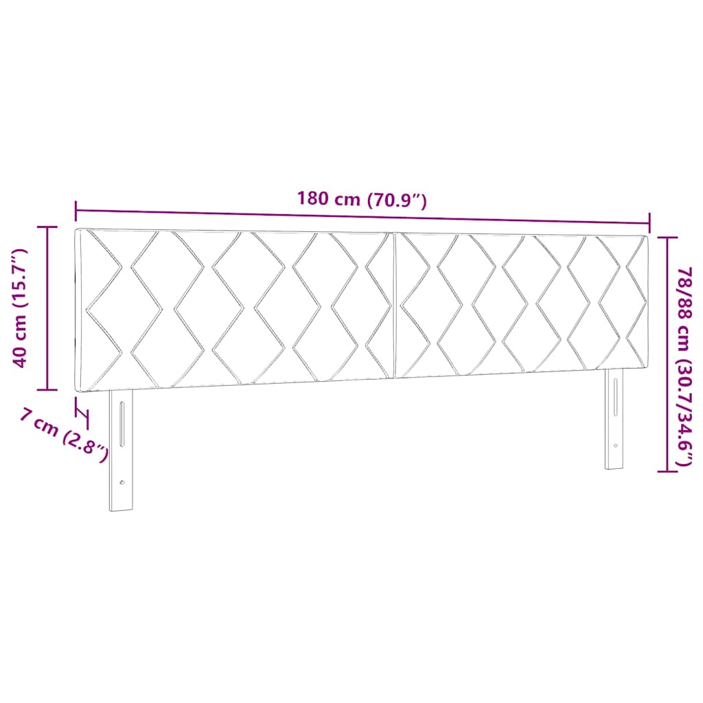 Fabric Headboard Geometric with Headboard Black 180 cm Fabric