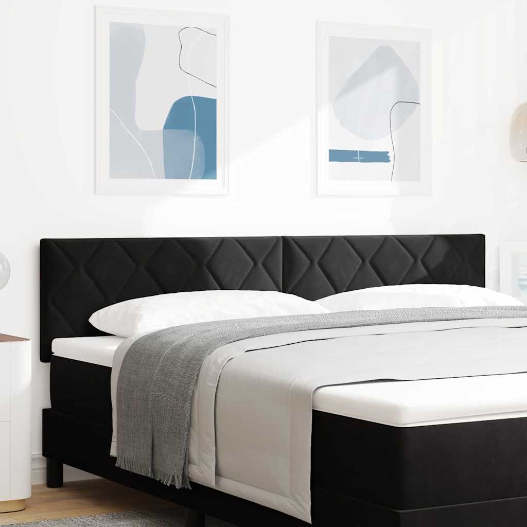Headboard Wall-mounted Geometric Manual Black 180 cm Velvet