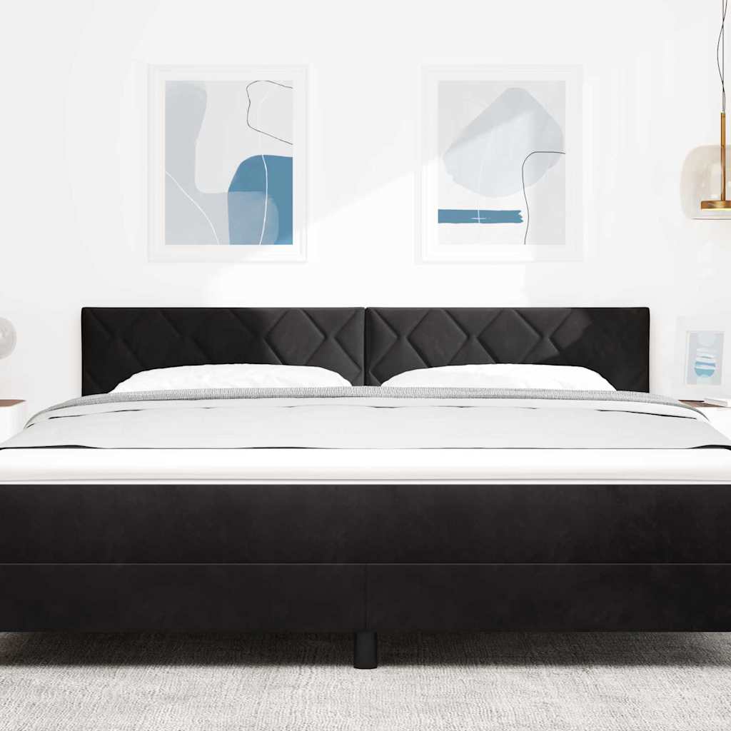 Headboard Wall-mounted Geometric Manual Black 180 cm Velvet