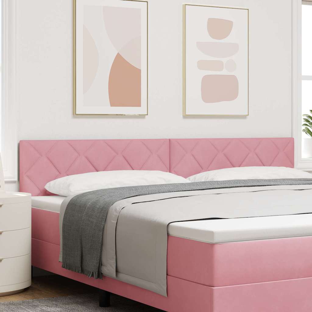 Headboard Wall-mounted Geometric Manual Pink 200 cm Velvet